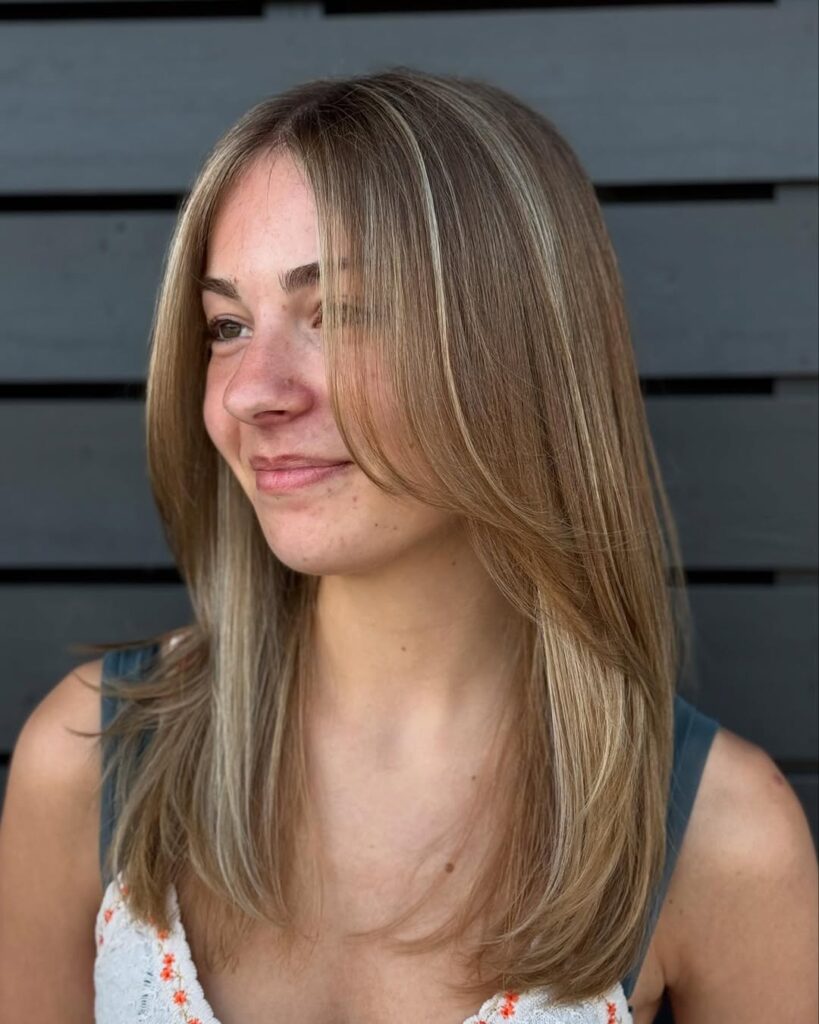light brown straight haircut