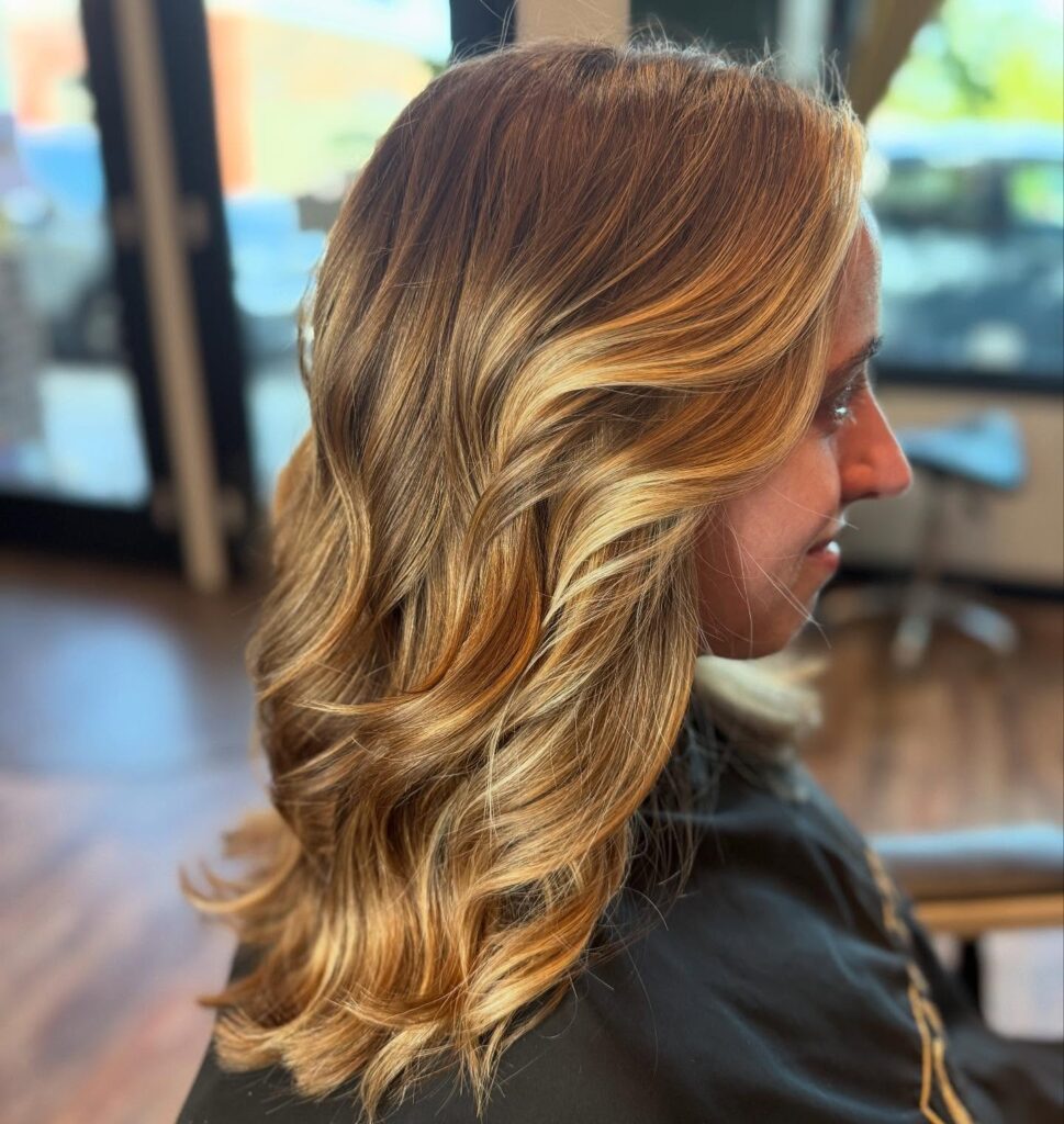 long brown hair with highlights