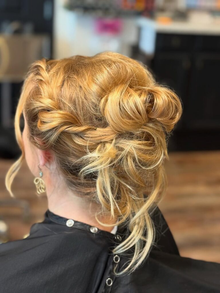 curly blonde updo