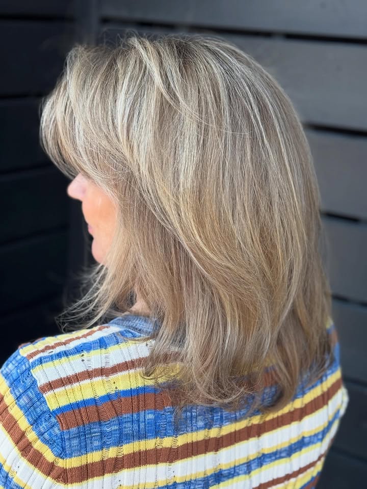 mid-length blonde hair