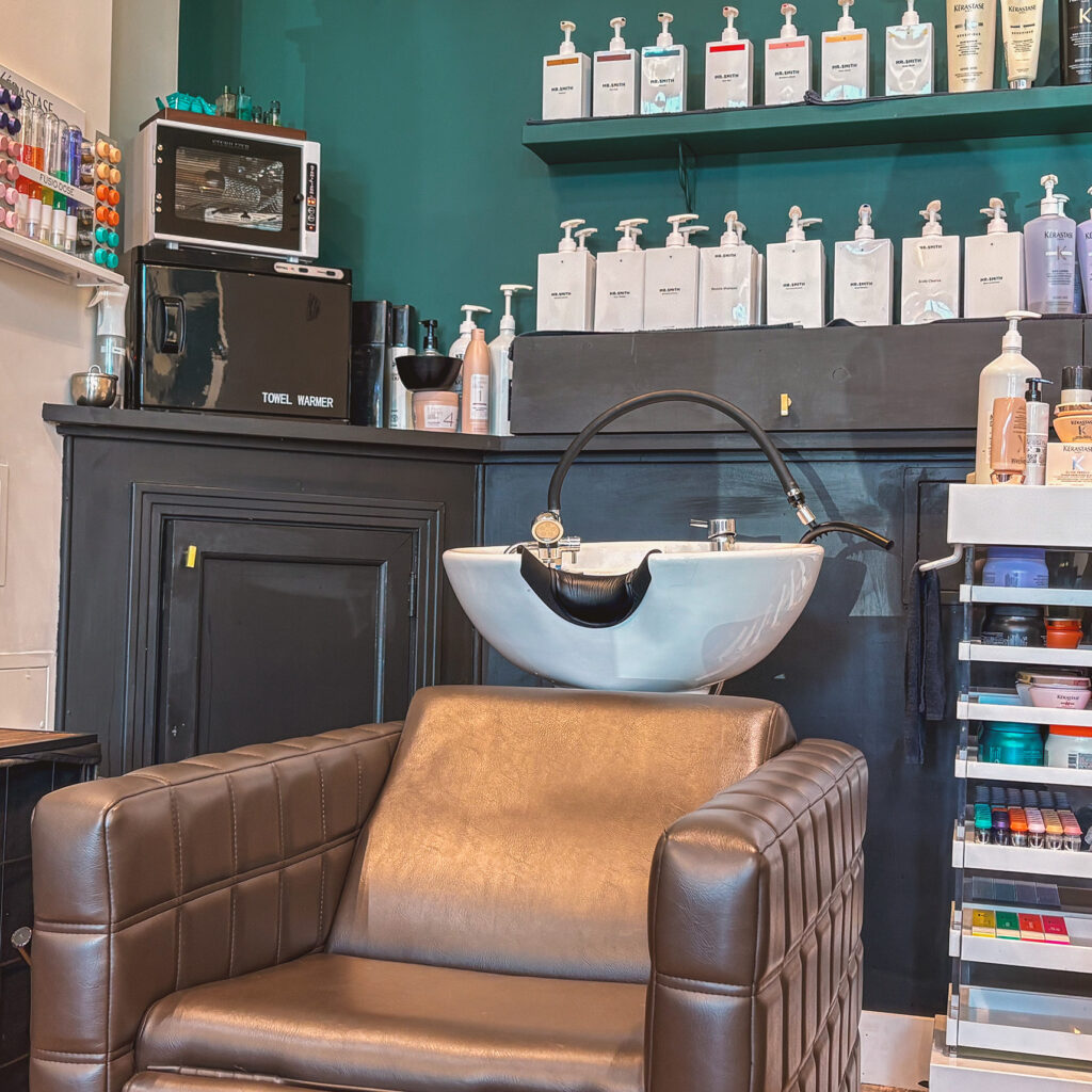 salon chair and sink